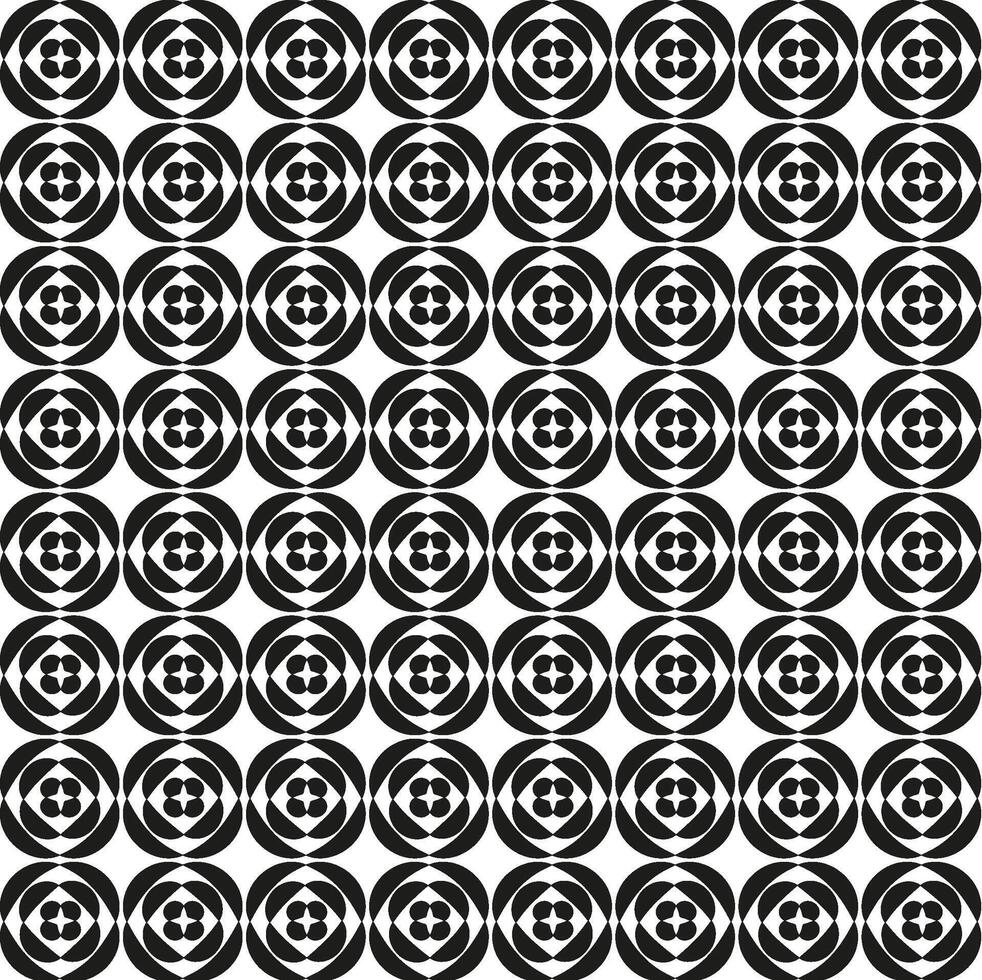 Vector seamless geometric texture in the form of a pattern of black round patterns on a white background