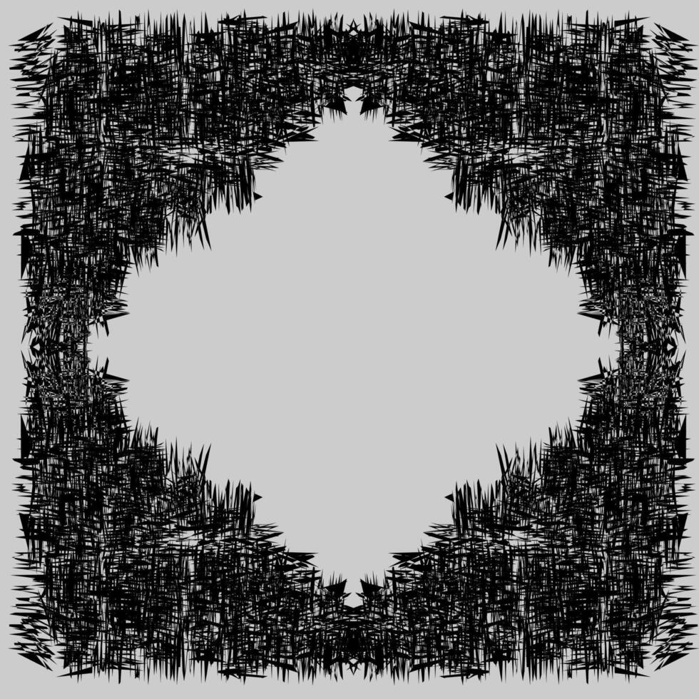 Vector abstract pattern in the form of a frame of black lines and dashes on a gray background