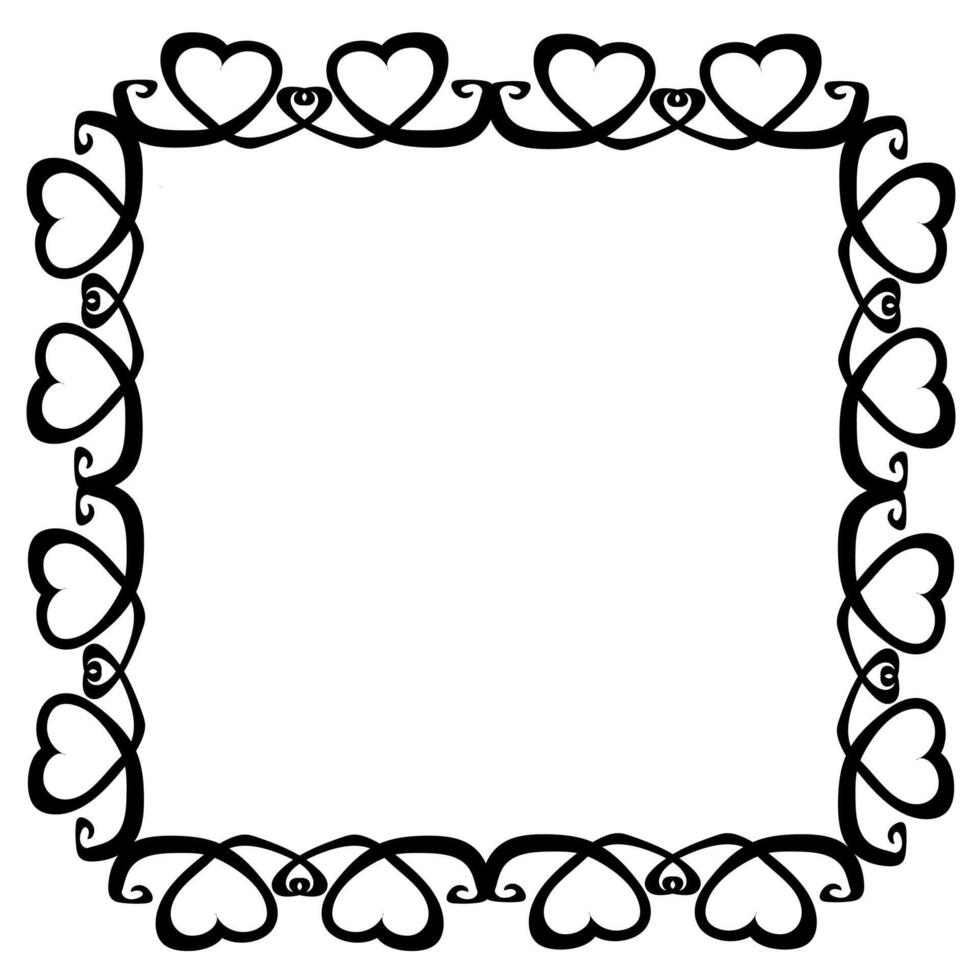 Black frame of aida hearts on a white background vector