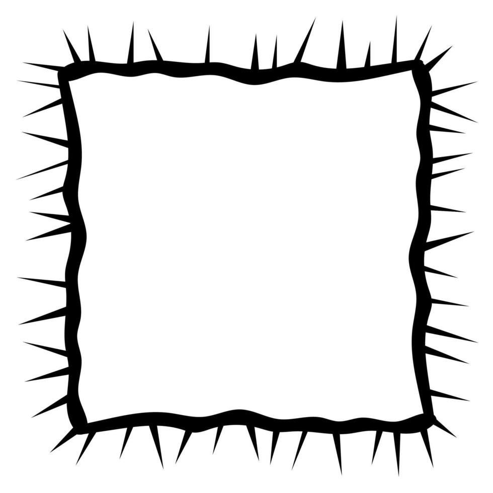 Black rectangular frame with sharp thin spikes on a white background vector
