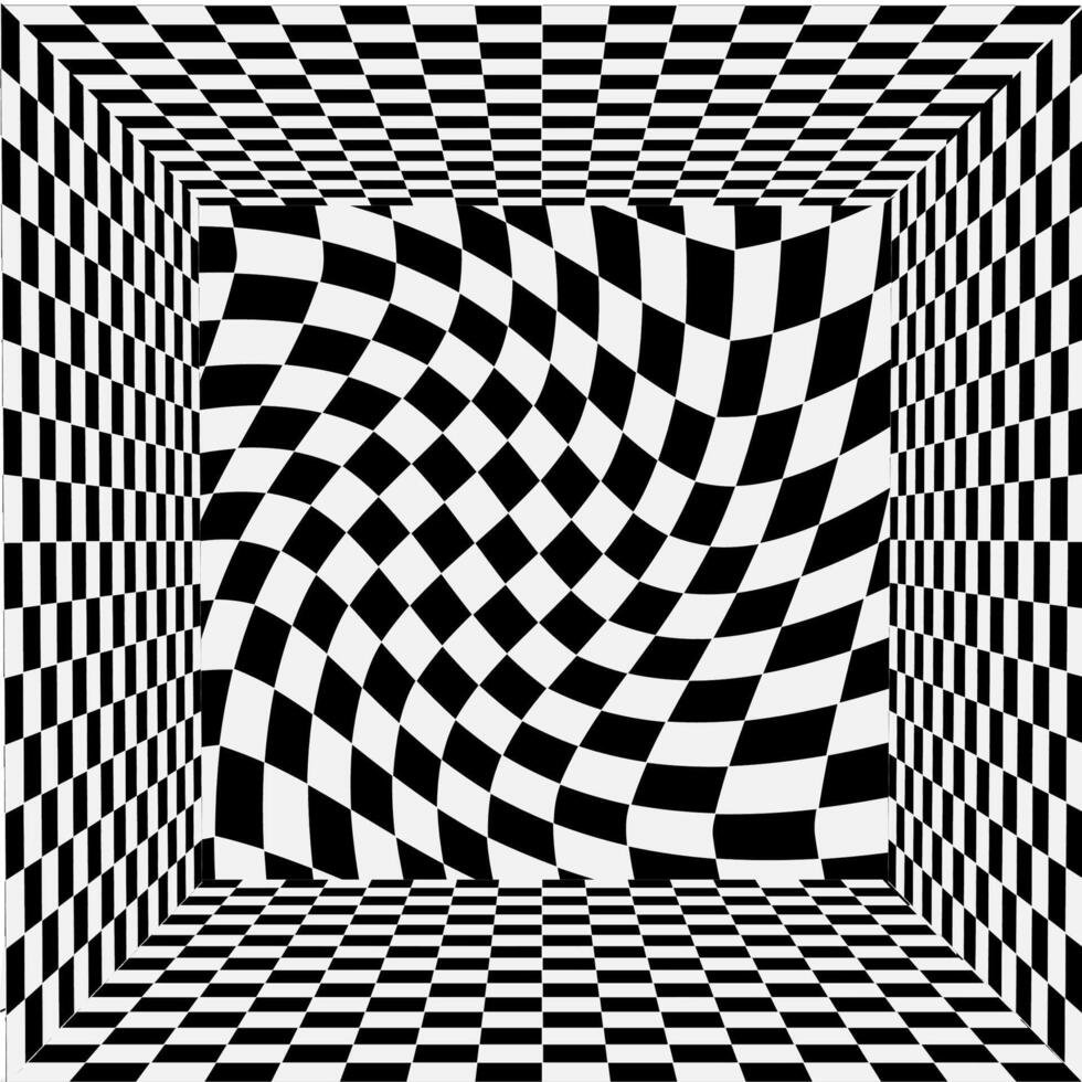 Abstract geometric background in the form of a frame of black and white squares on a chessboard vector