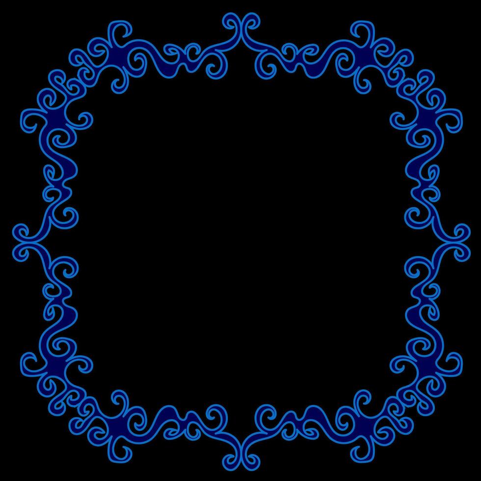 Beautiful blue frame on a black background vector