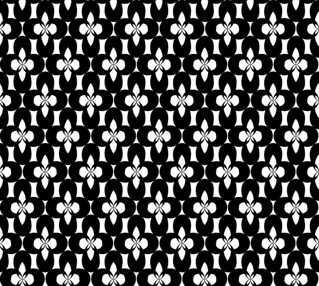 Vector seamless texture in the form of a monochrome floral pattern in black and white