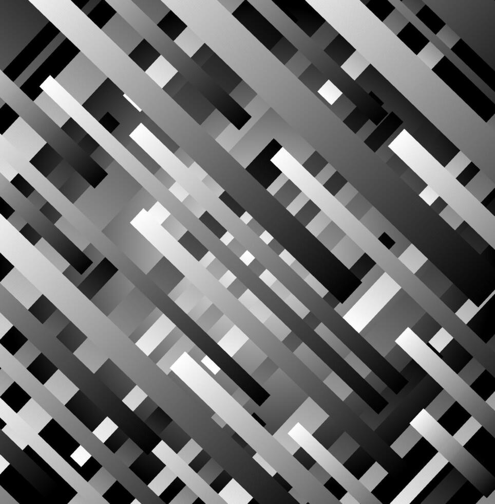 Monochrome abstract geometric background in the form of intersecting lines and stripes on a gray gradient background vector