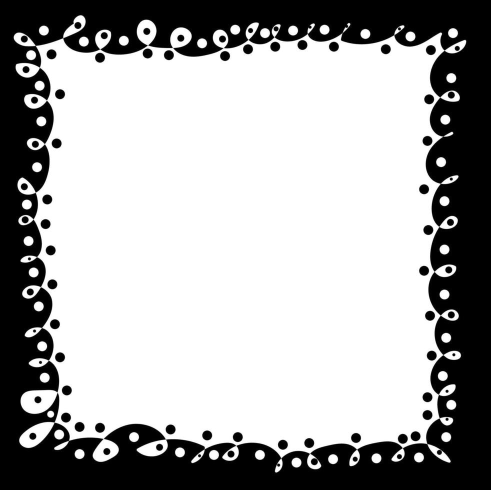 Original black abstract frame drawn in doodle style on a white background vector