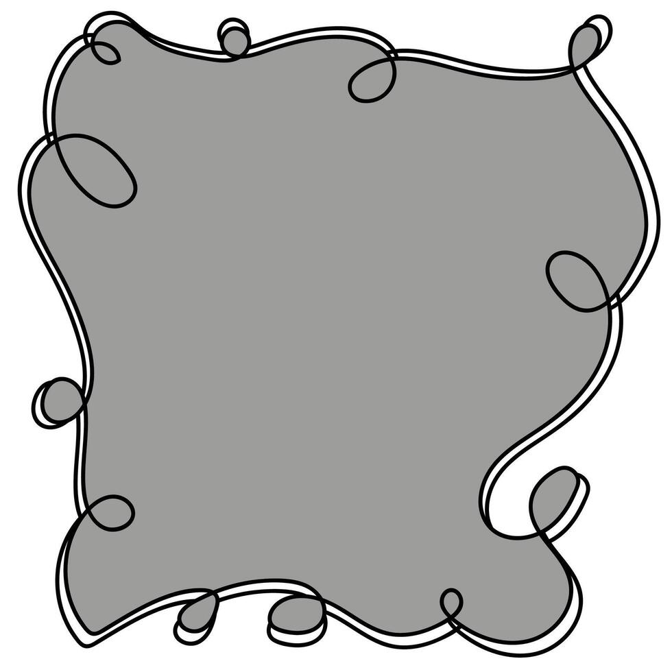 Gray frame with a black rim drawn in doodle style vector