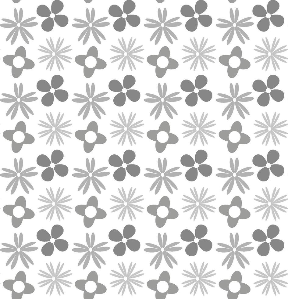 Floral abstract monochrome pattern in gray color on white background vector