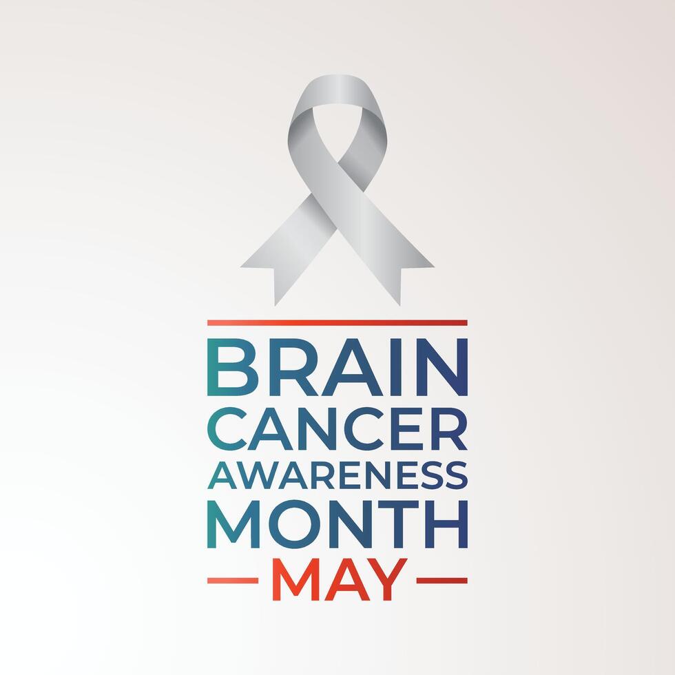 Brain Cancer Awareness Month design template good for celebration usage. grey ribbon vector template. flat design. eps 10.