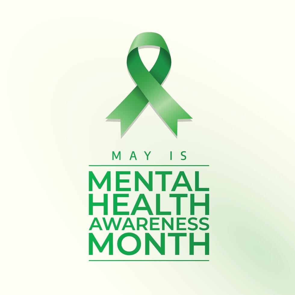 Mental Health Awareness Month design template good for celebration usage. mental health ribbon. green ribbon vector template. vector eps 10. flat design.