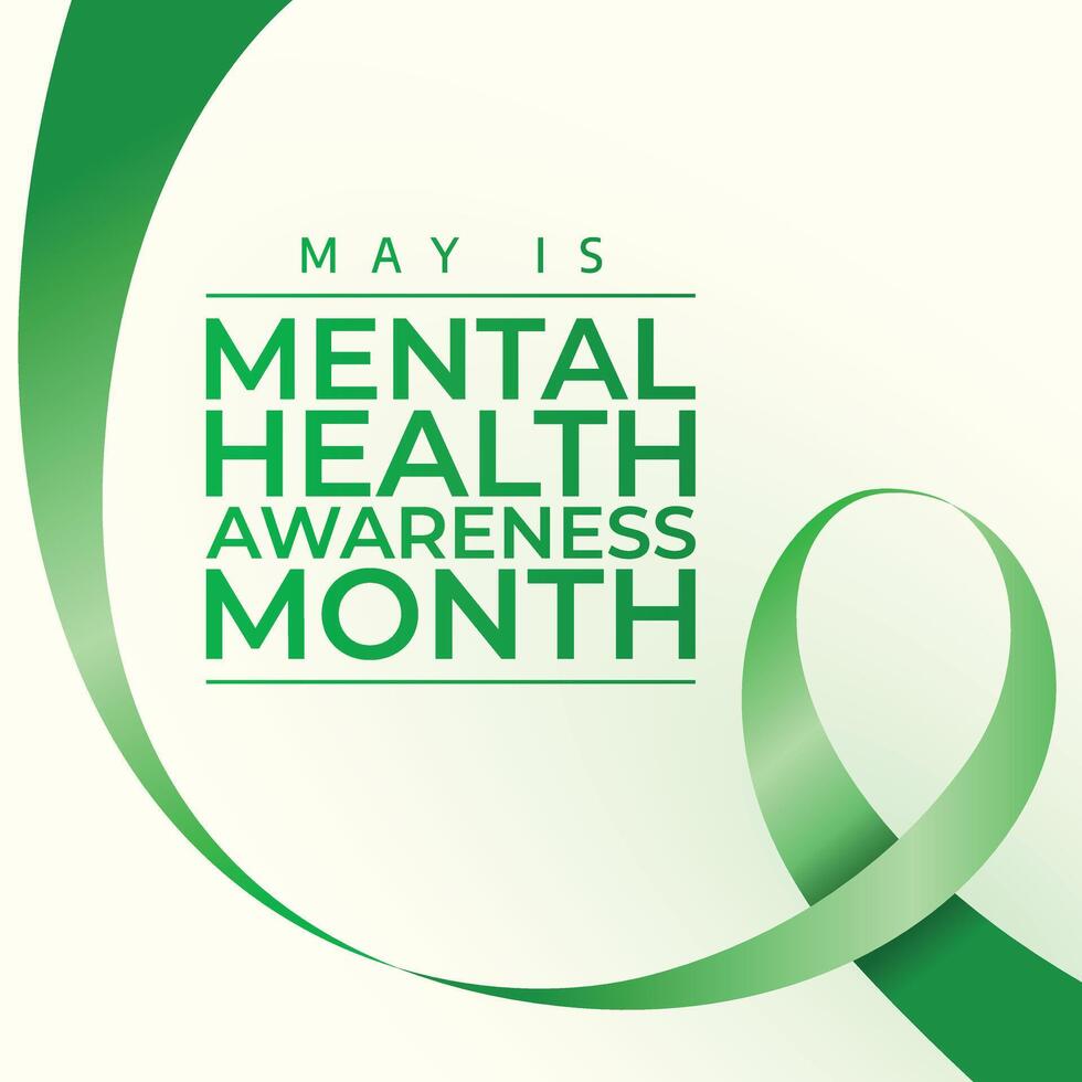 Mental Health Awareness Month design template good for celebration usage. mental health ribbon. green ribbon vector template. vector eps 10. flat design.