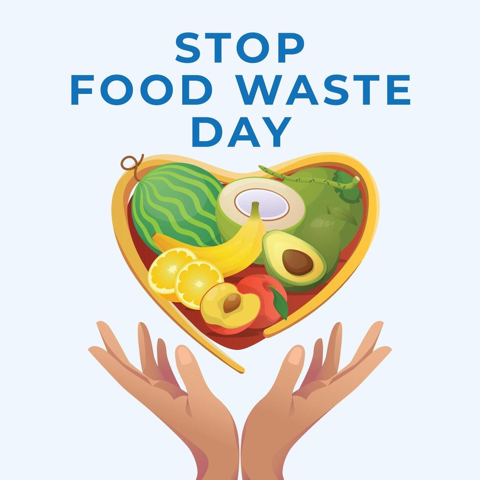 Stop Food Waste Day design template good for celebration usage. food waste illustration. food design. vector eps 10. flat design.