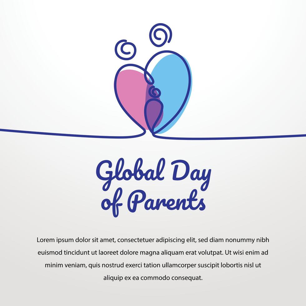 Global Day of Parents design template good for celebration usage. parents vector illustration continous line. flat design. world event. eps 10.
