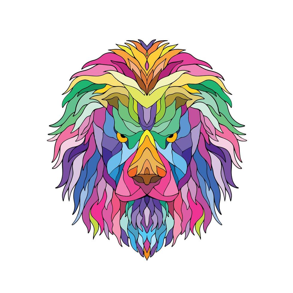 Colorful Shape Lion Face Nature Beauty vector