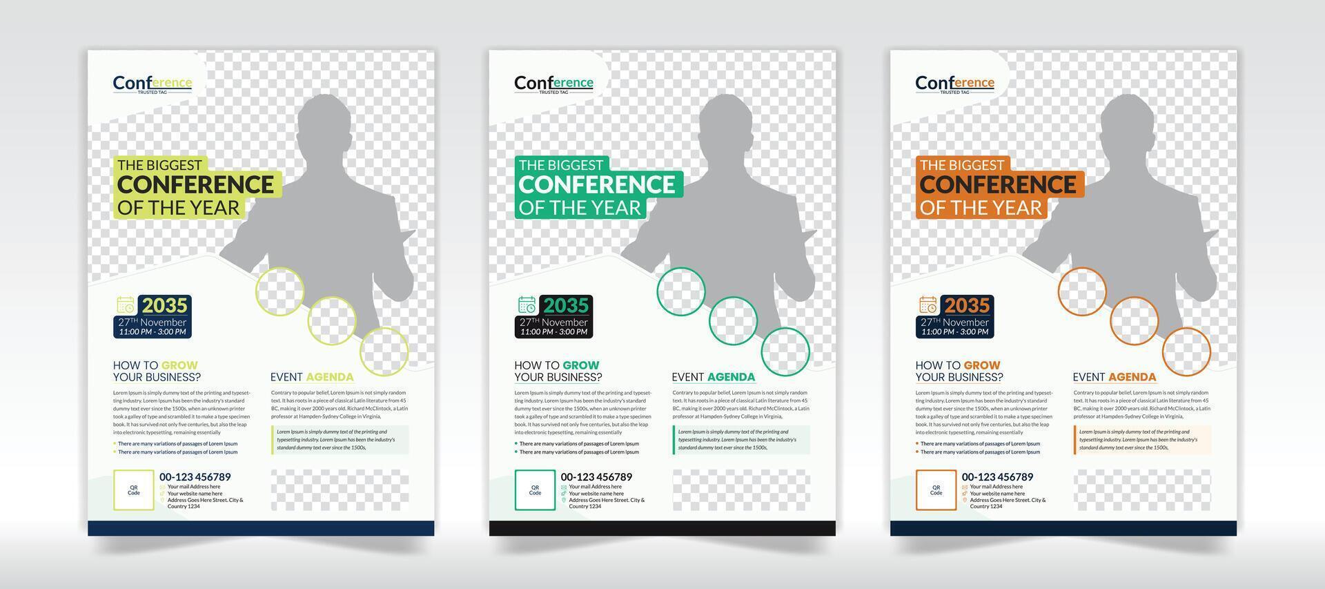 Meeting conference flyer template design in A4 size with organic shape vector