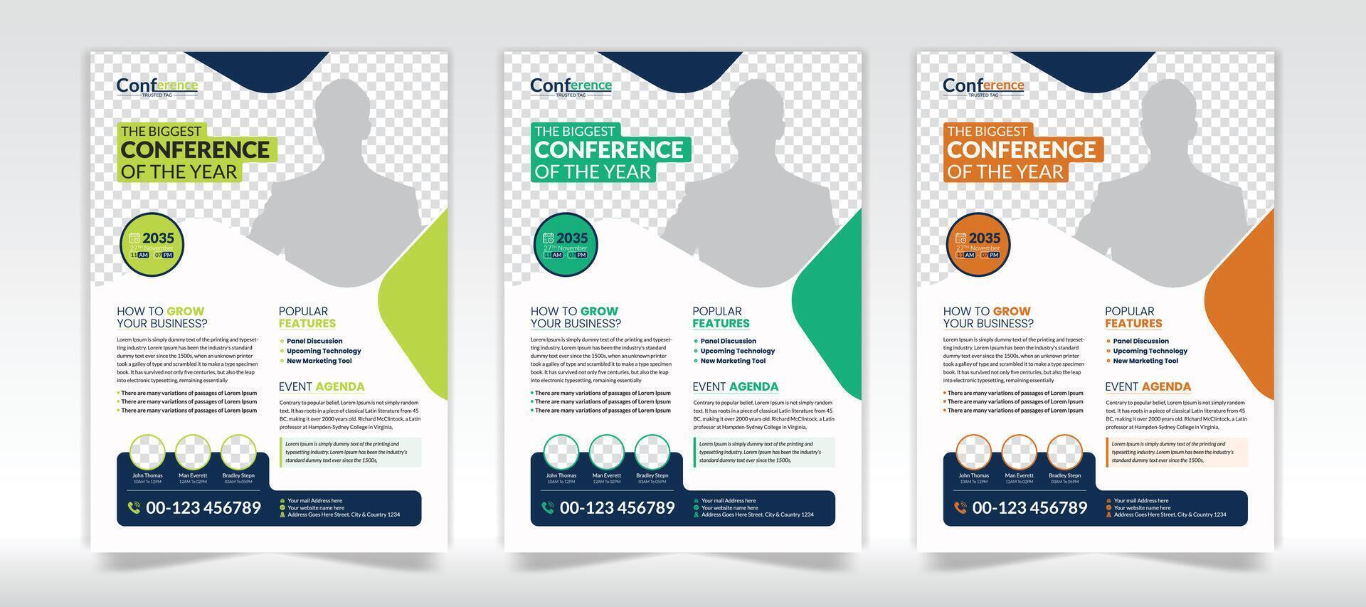 Business conference flyer design layout template in A4 size with organic shape vector