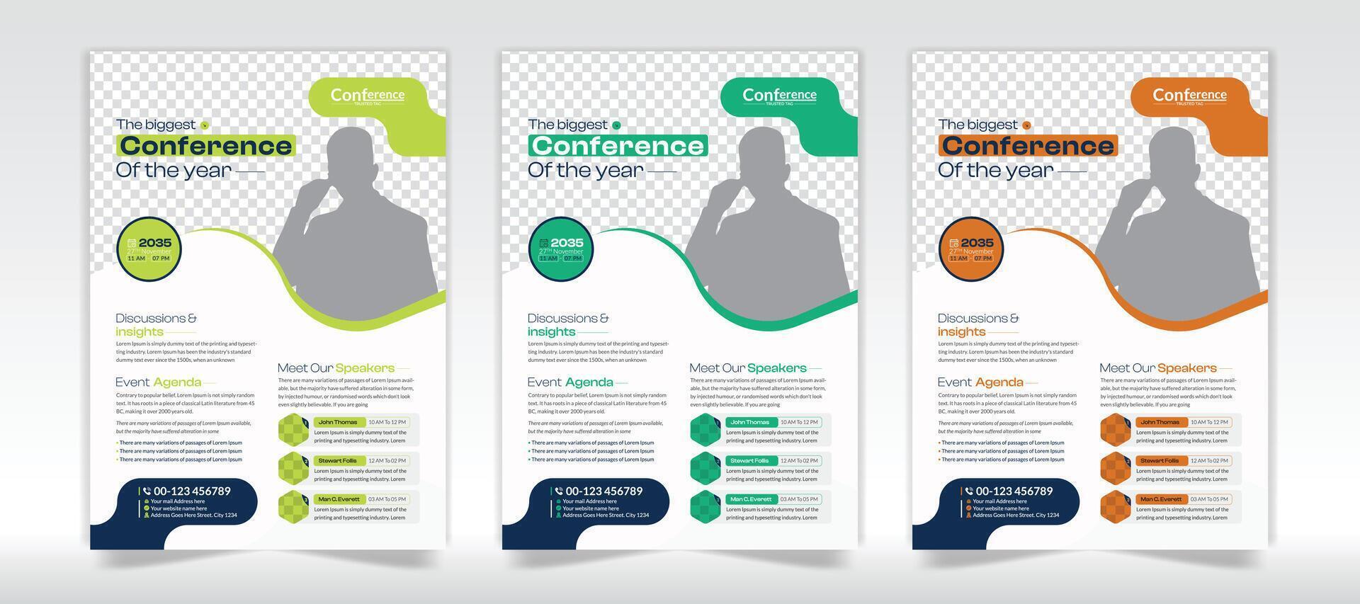 Conference flyer and invitation template design, Meeting and training promotion template design vector