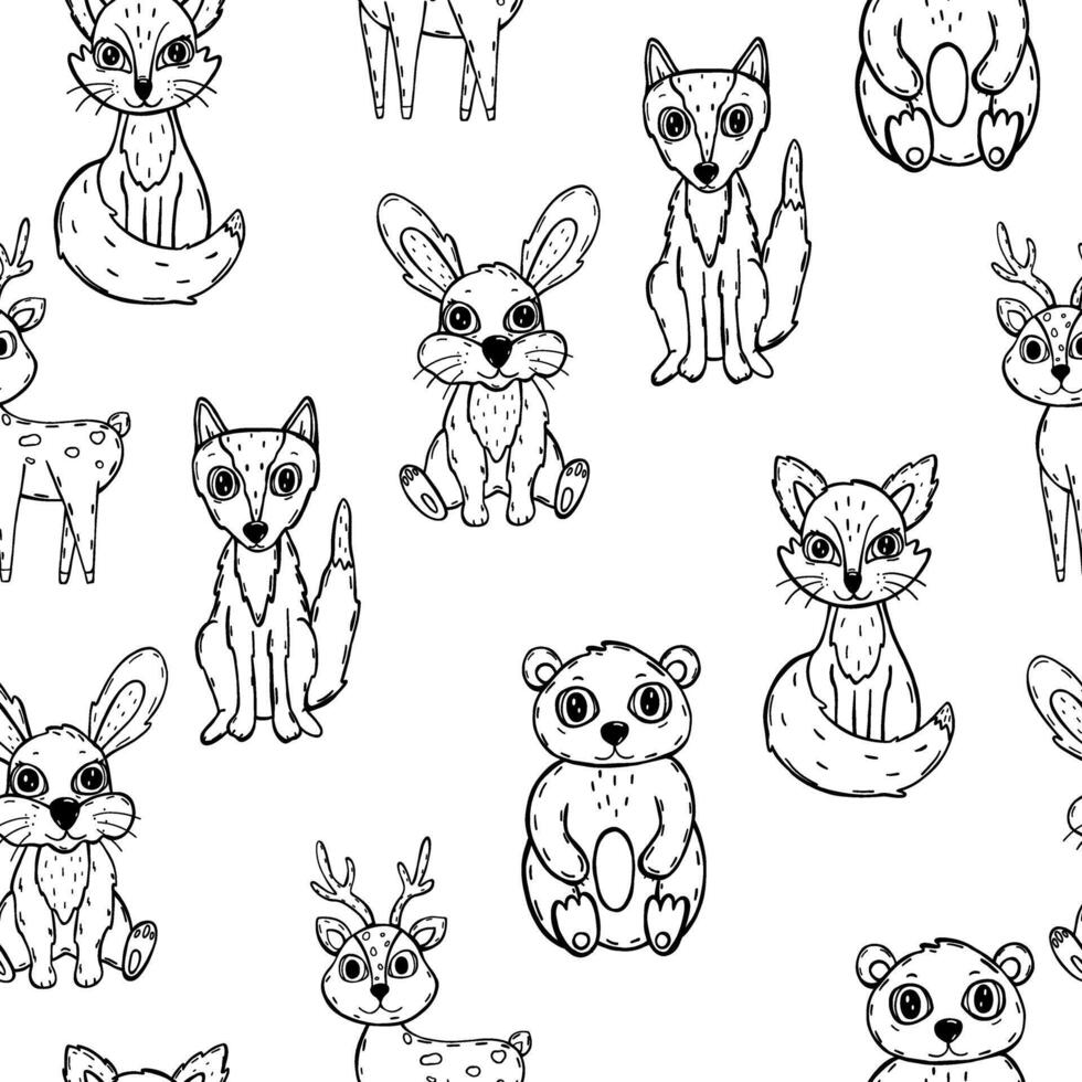 Seamless pattern with forest animals vector