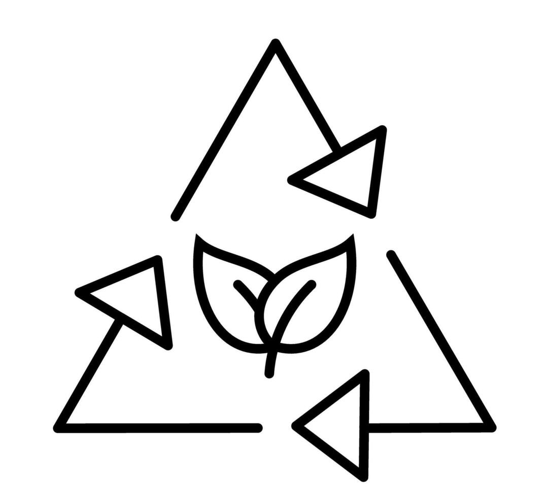 Leaf with recycle symbol line icon. Bioenergy icon, leaf with arrows. Circle, plant, nature. Ecological recycling vector