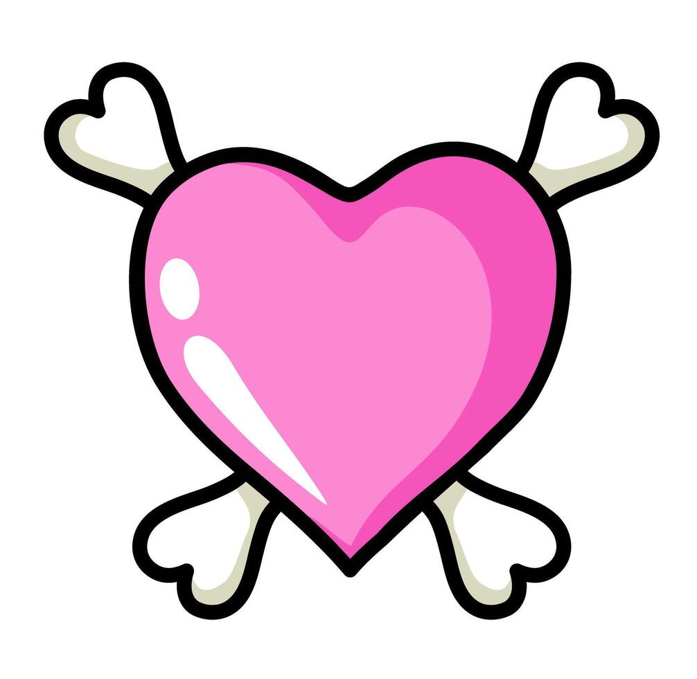 Heart with crossbones. Element of Valentine Day. Cute heart and bones cross icon for baner, web and mobile vector