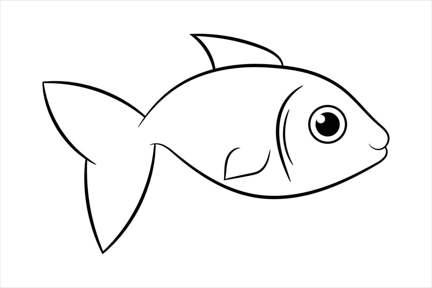 continuous out line art of Beautiful aesthetic sea fish vector art illustration.