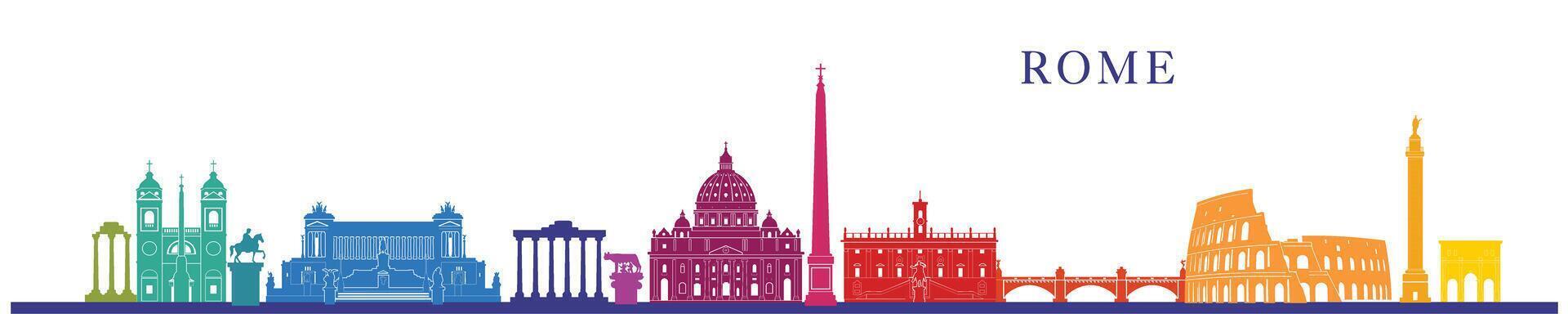 Rome City Landmarks Colorful vector