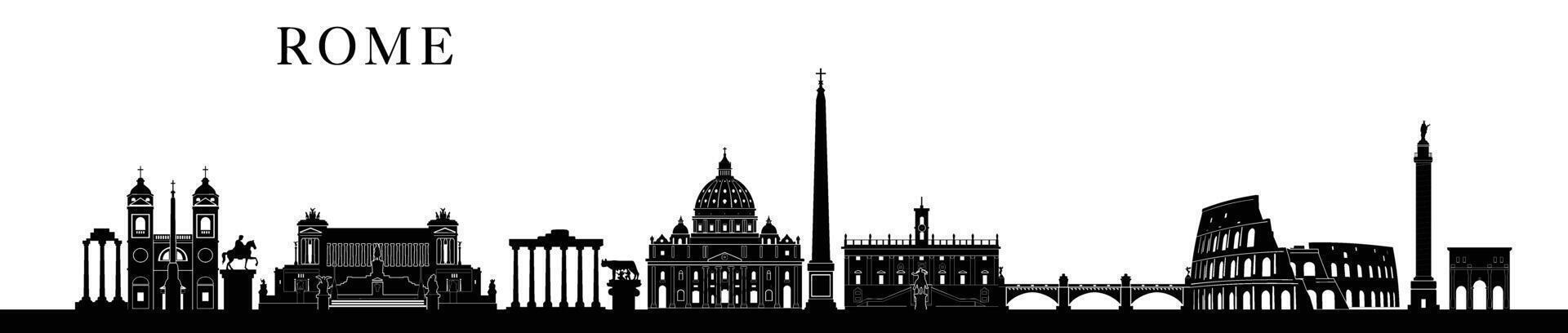 Rome City Landmarks Black vector