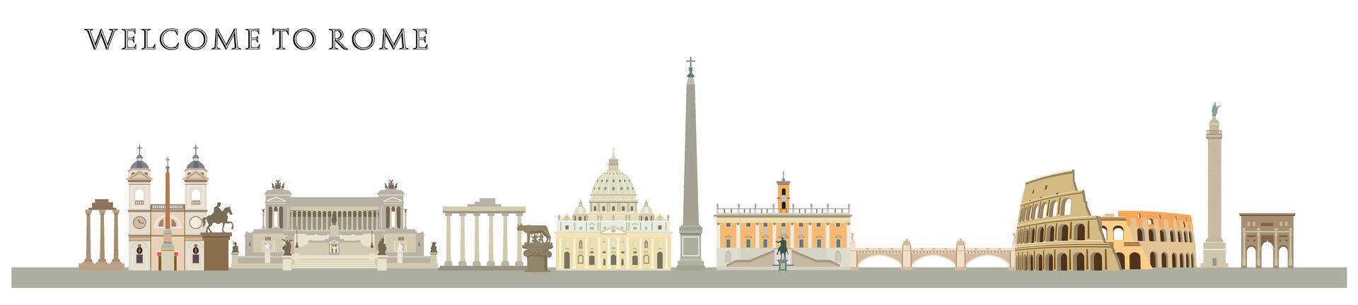 Roma ciudad monumentos historicos vector