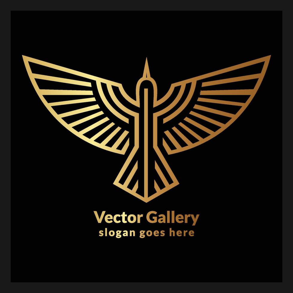 Abstract golden bird logo design vector