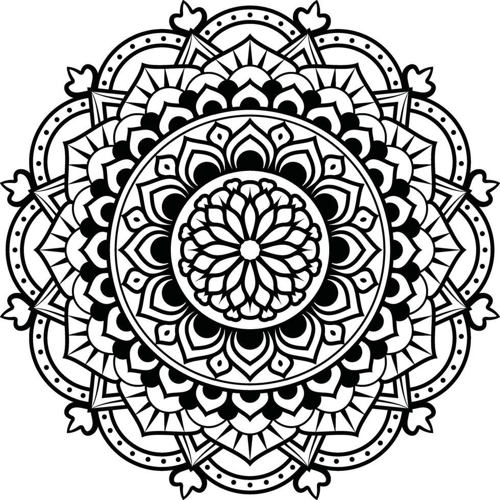 negro y blanco floral vector mandala diseño