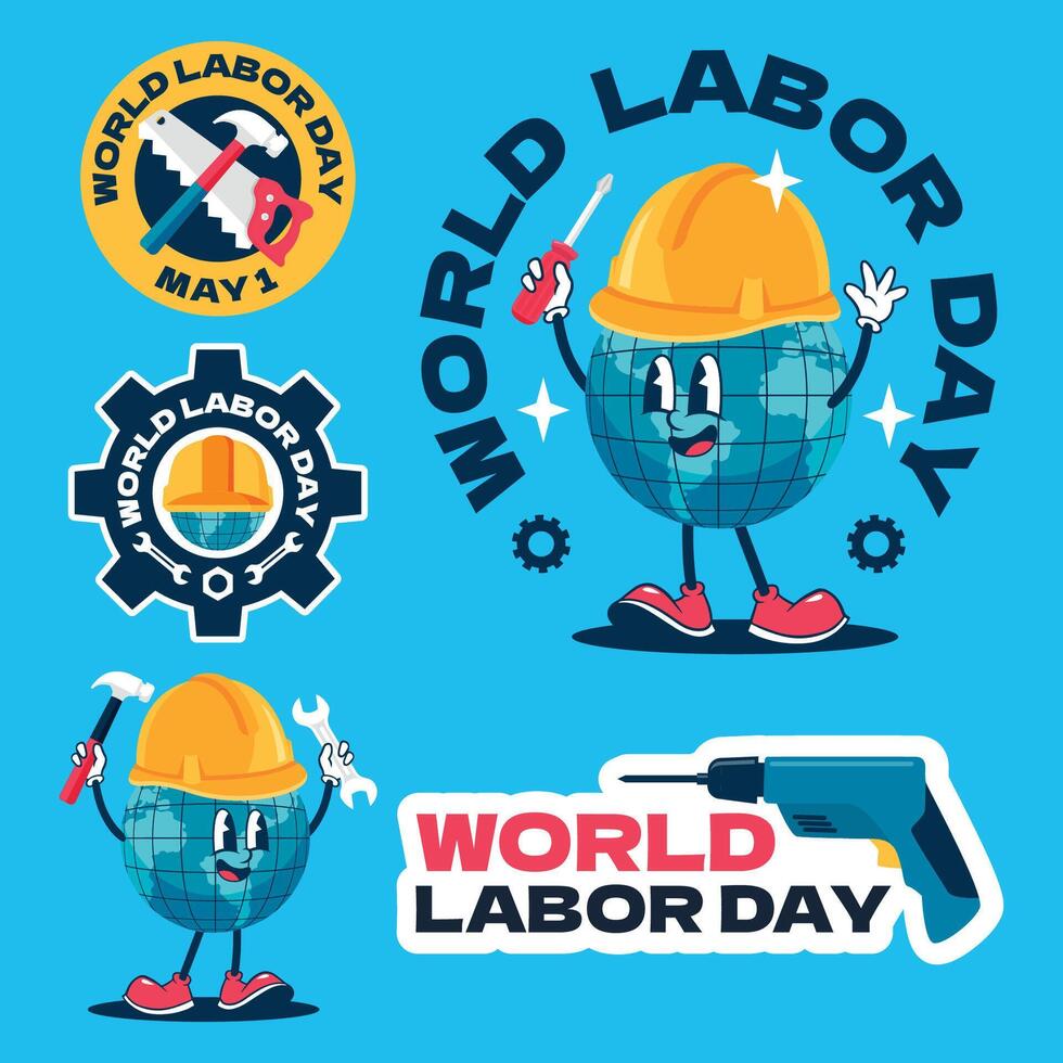 Set of Labor Day Vector Illustration