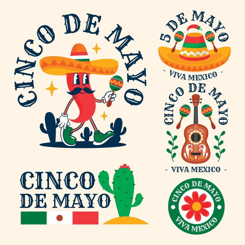 Set of Cinco de Mayo Vector Illustration