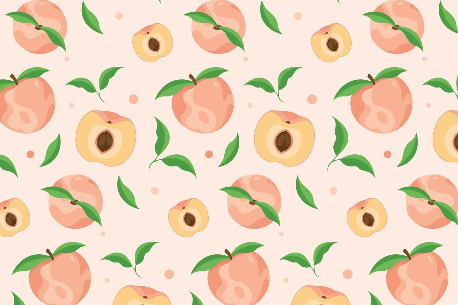 Seamless Pattern Peach Vector Illustration