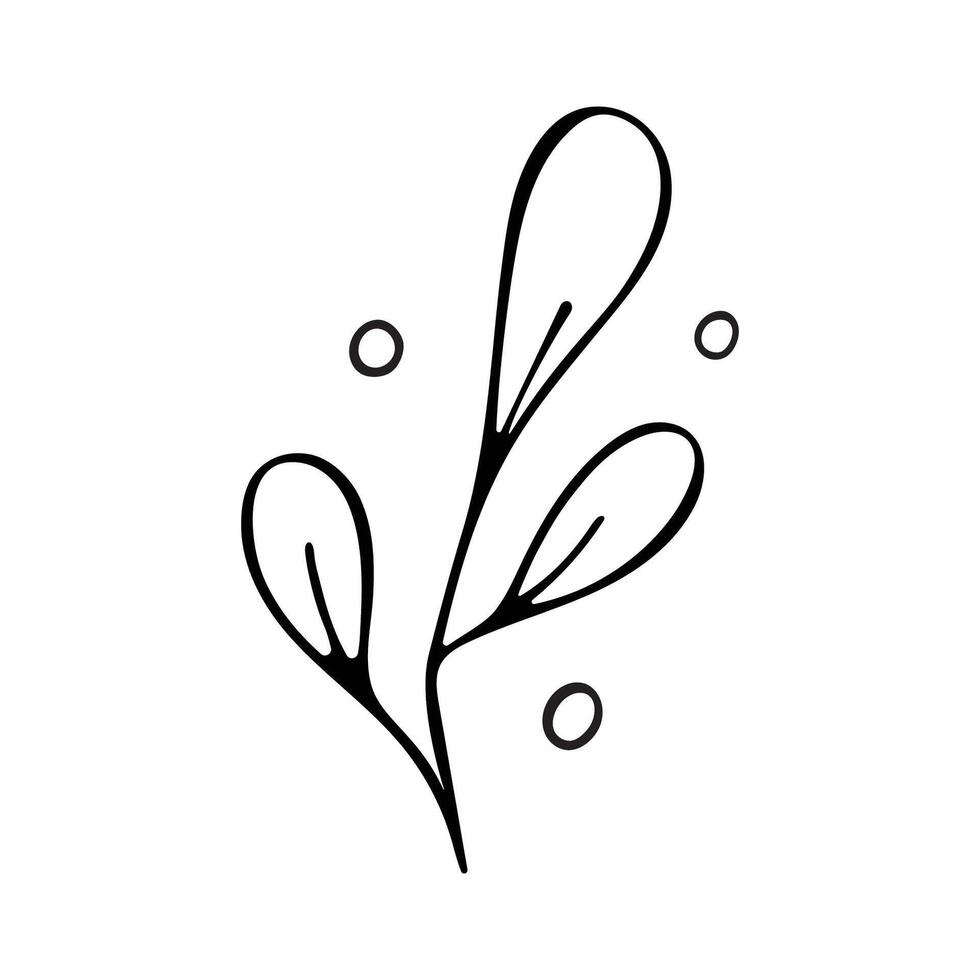 Vector illustration of wild plants, branches on a white background.