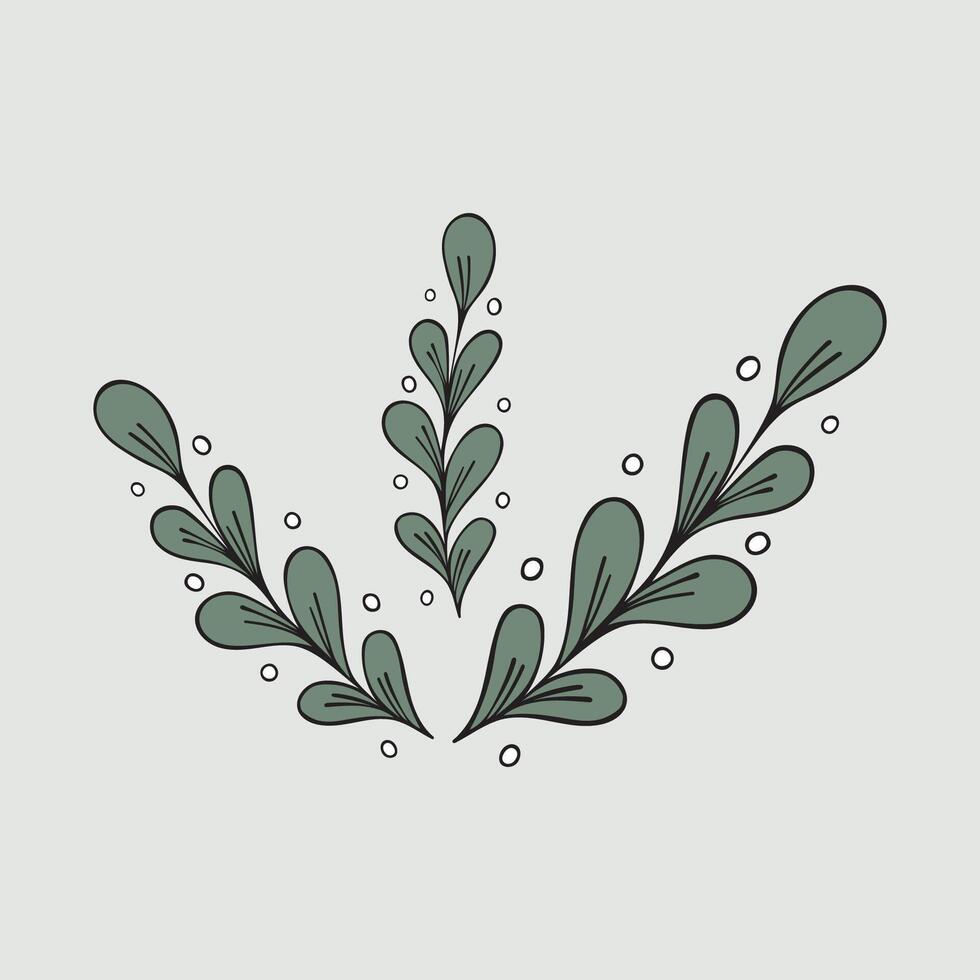 vector ilustración de verde salvaje plantas, ramas en un verde antecedentes.