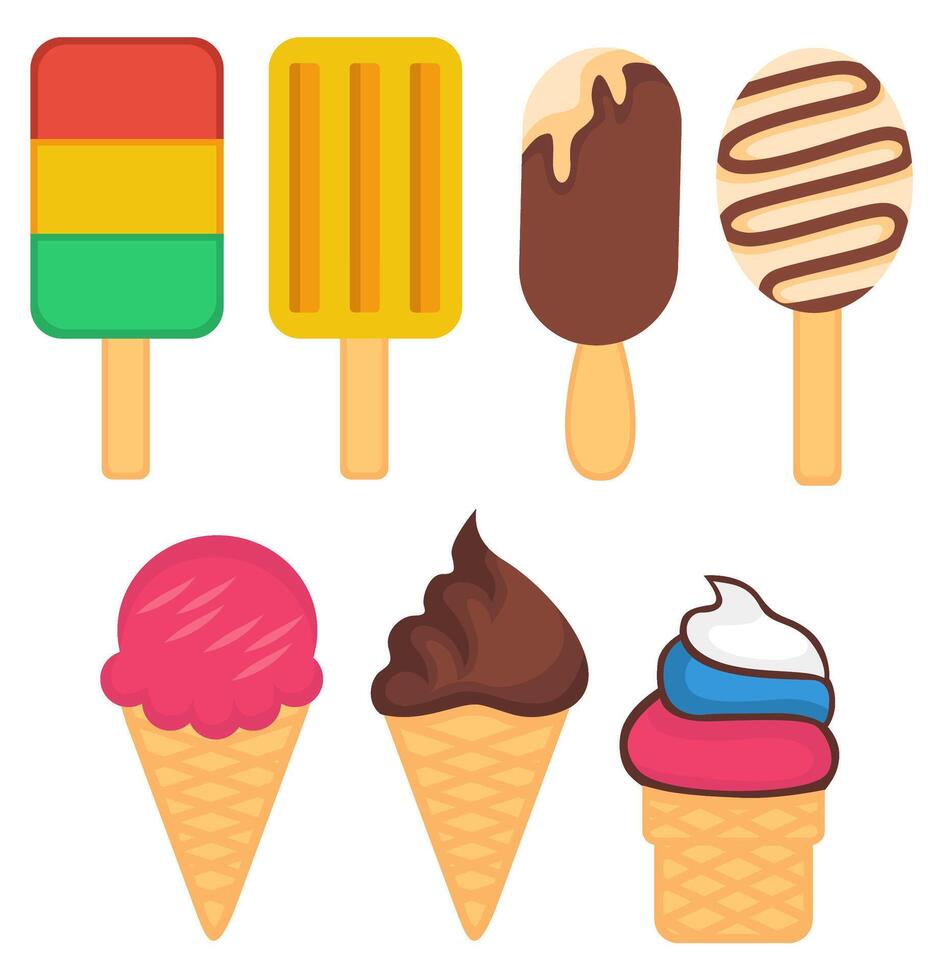 set sweet ice cream icon vector illustration