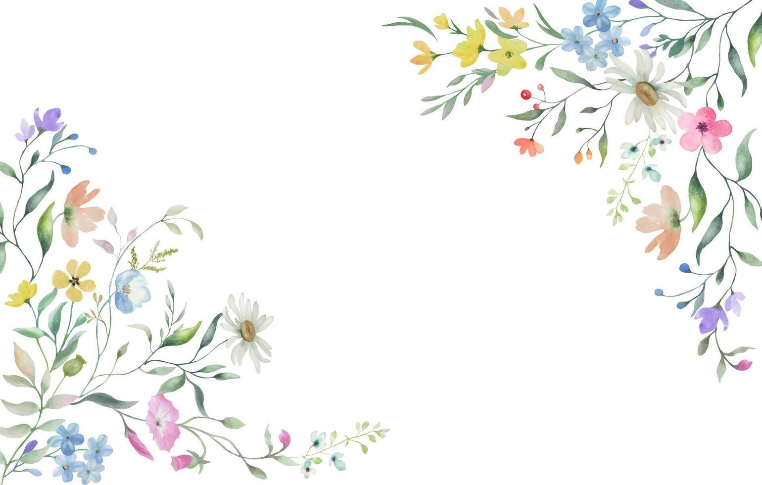 Watercolor floral background. Hand drawn illustration isolated on white background. Vector EPS.