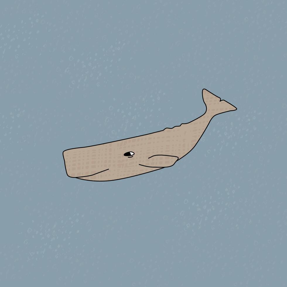 Sperm whale textures hand drawn vector illustration. An animal of Antarctica under the water with textures