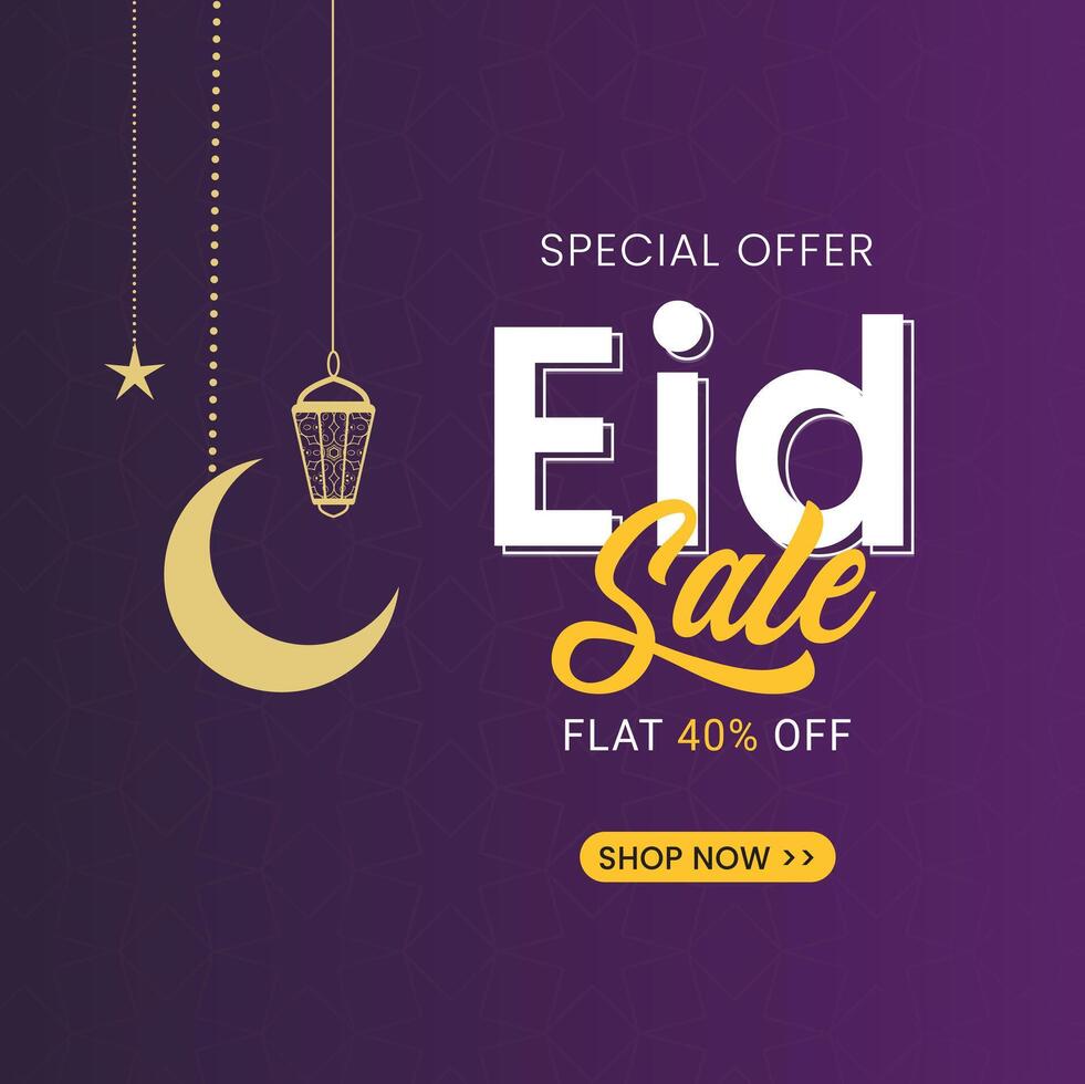 eid venta. eid especial oferta en oscuro tema. plano 40 por ciento apagado. vector ilustración