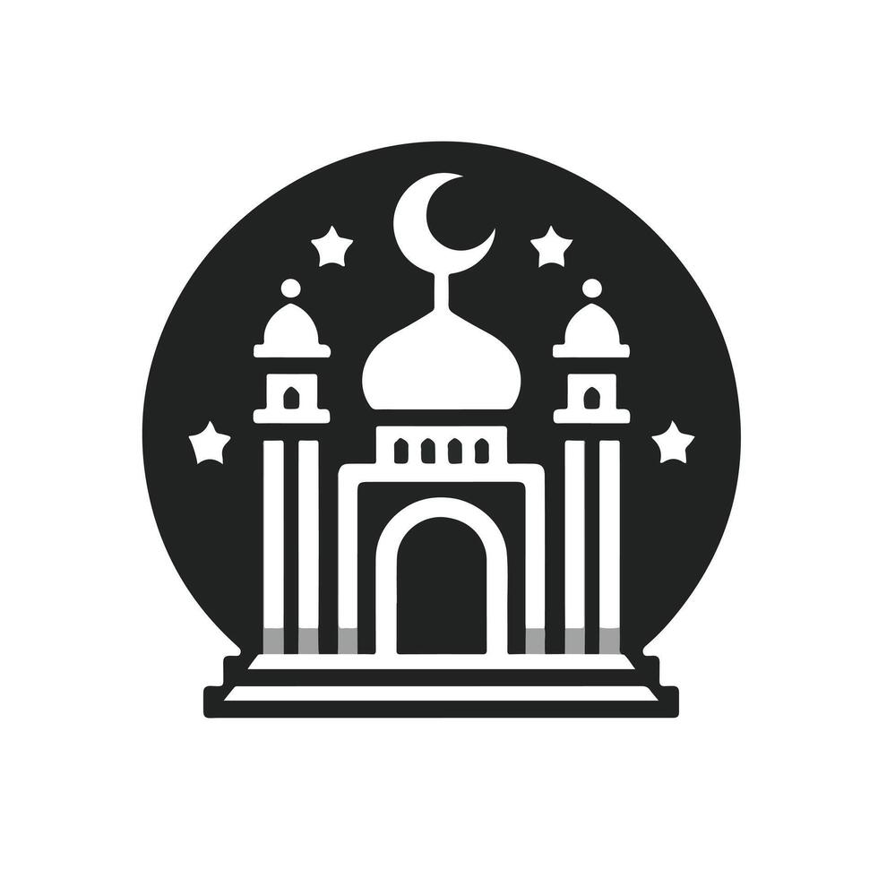 Icon elements for an Islamic theme, with a luxury style, monochrome, flat, black and white vector