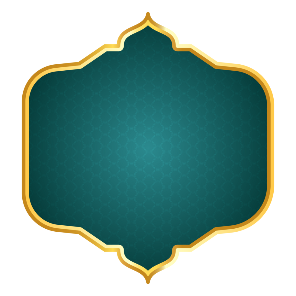 Luxury golden blue islamic royal title frame arabic style text box banner clipart png