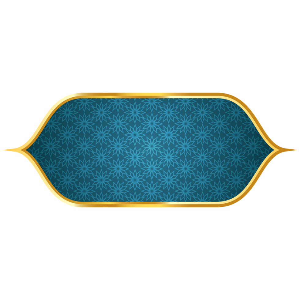 Luxury blue golden set arabic islamic banner title frame text box in transparent background png