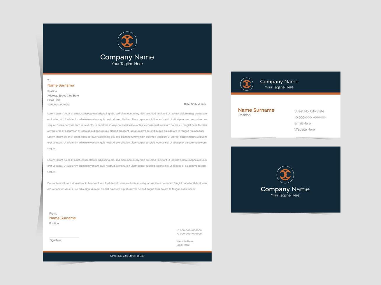 Corporate Modern Letterhead with Business Card Template vector