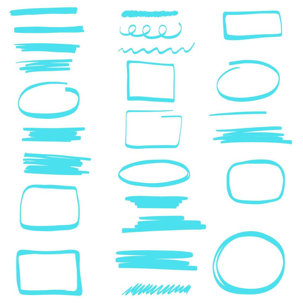 Text box, frame, highlights scribble color set vector