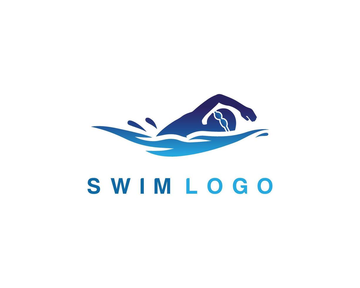 nadando silueta logo diseño vector modelo.