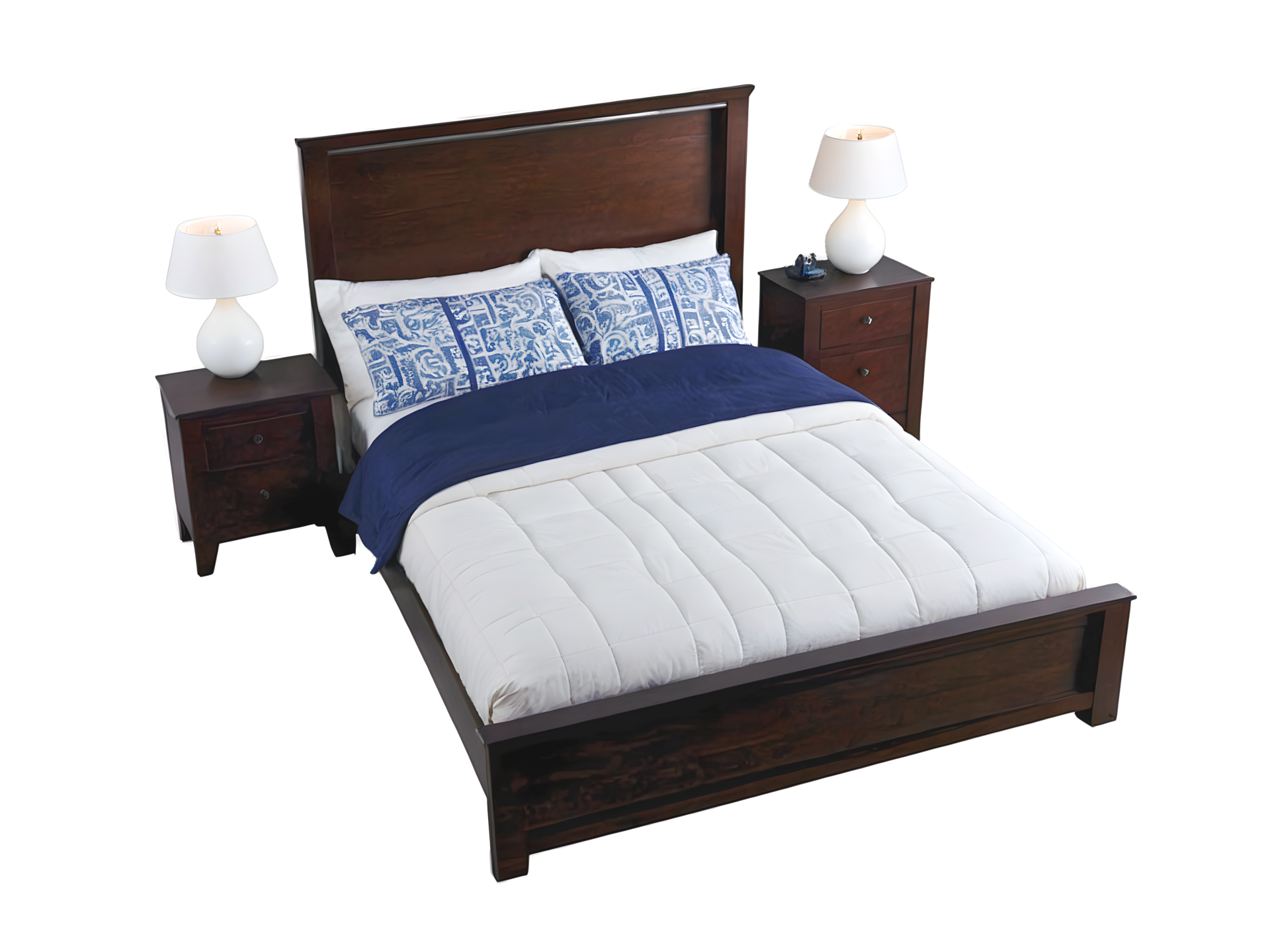 AI generated Double bed, king size wooden bed, luxury divan, isolated