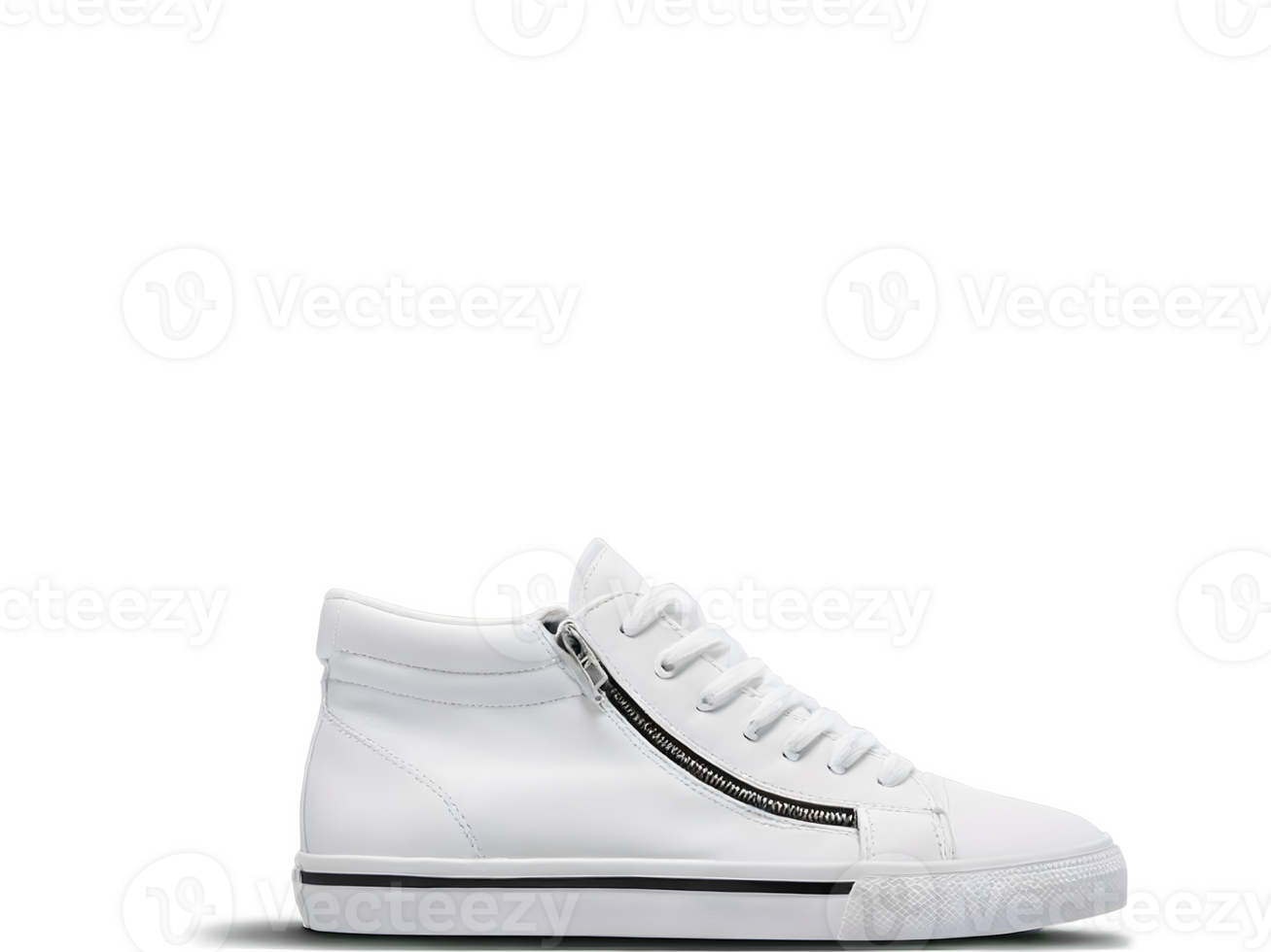 AI generated plain white fashion stylish sneaker, trainers, shoes isolated on transparent background png