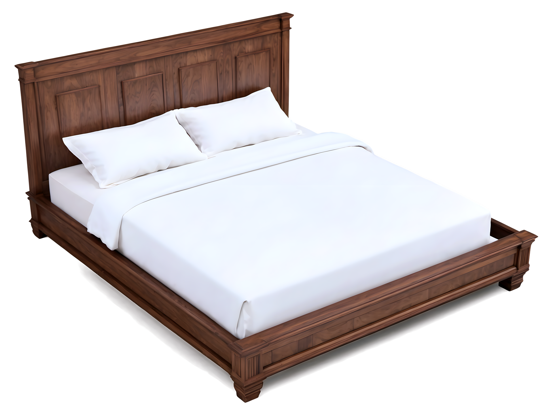 AI generated Double bed, king size wooden bed, luxury divan, isolated