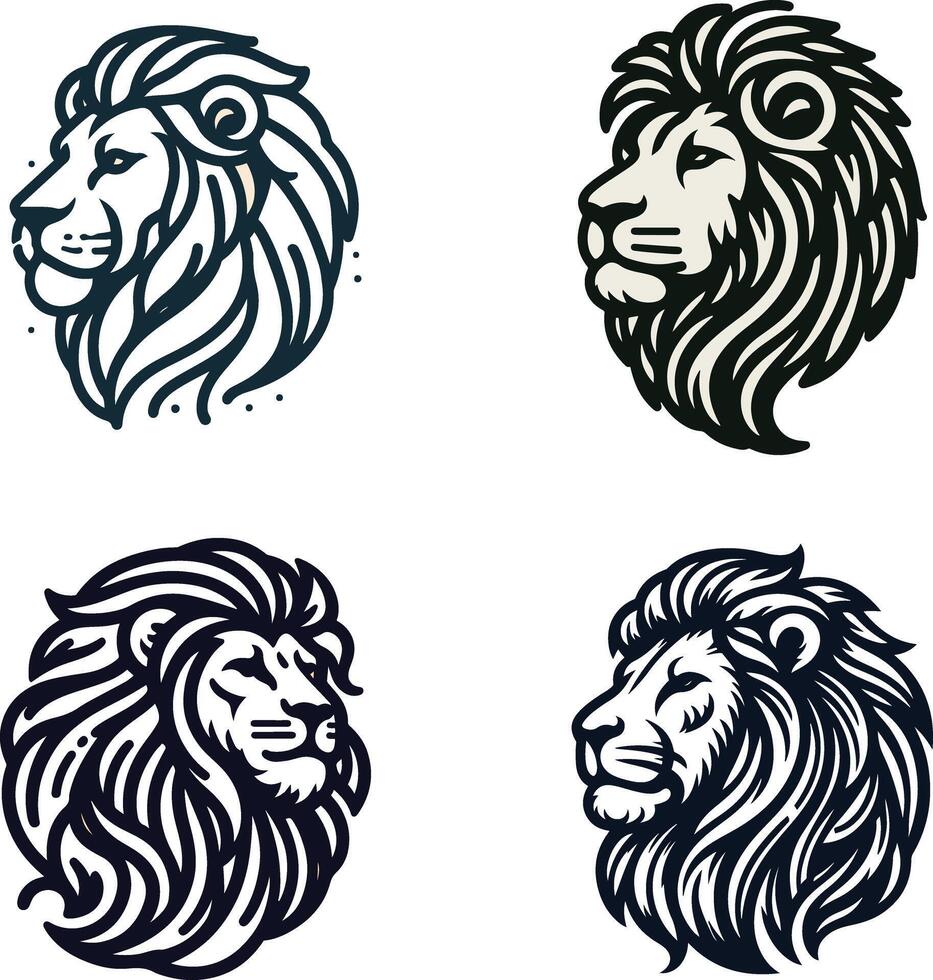 4 Lion vector Logos Illustration