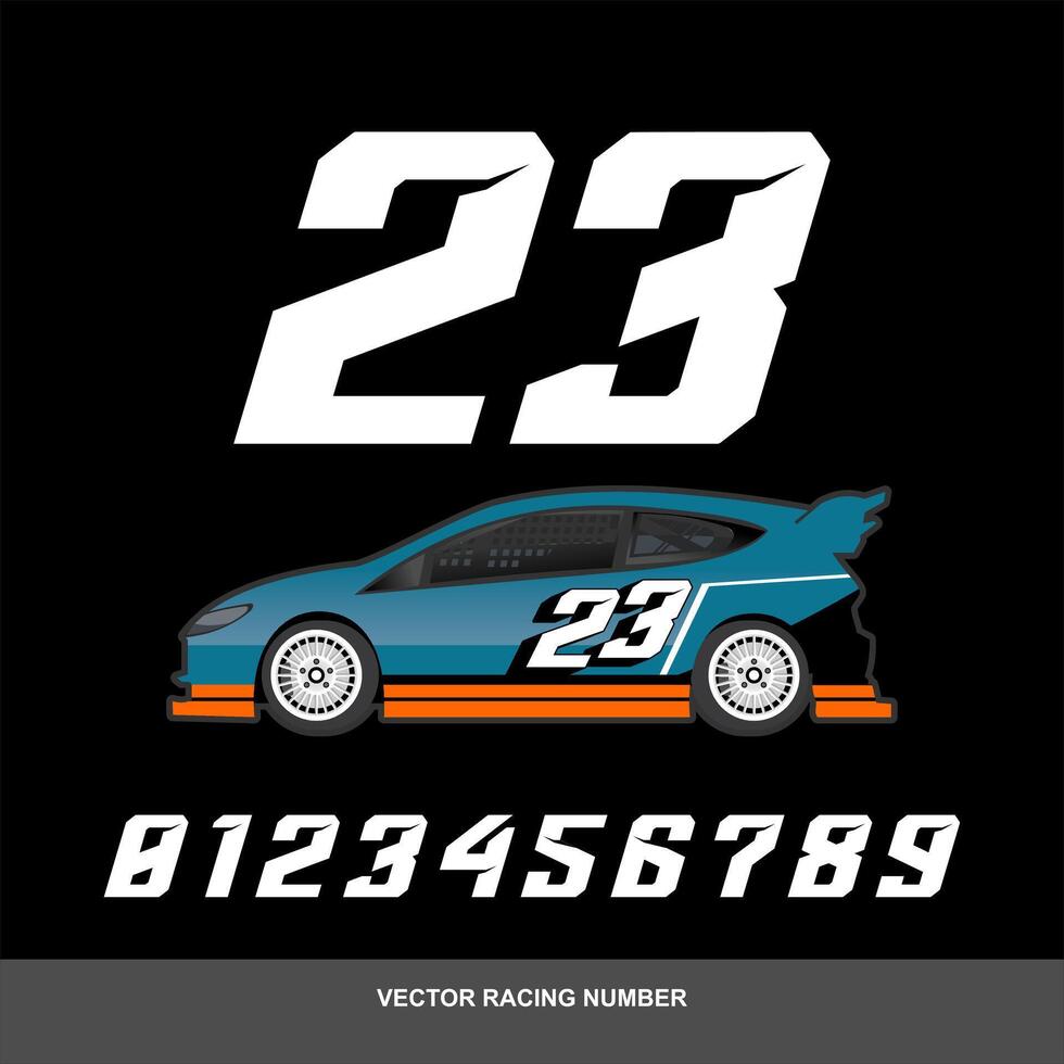 Clean and bold vector racing race number set for motorsport bundel automotive