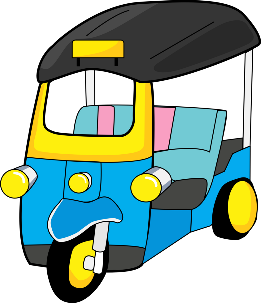 Tailandia tuk tuk Taxi autista, piatto stile cartone animato png